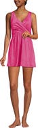 Lands' End SlenderSuit V-neck Wrap Swim Dress One Piece Swimsuit Adjustable Straps