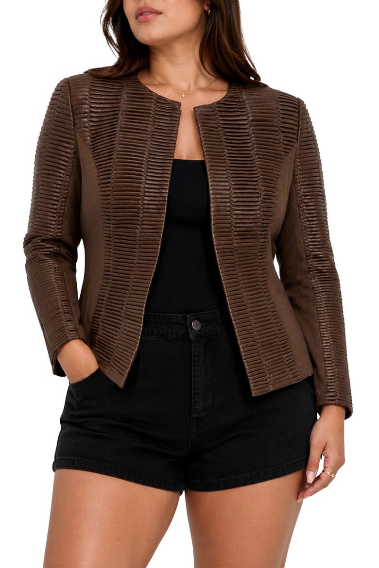 Trinity Faux Leather Jacket, Main, color, CHESTNUT