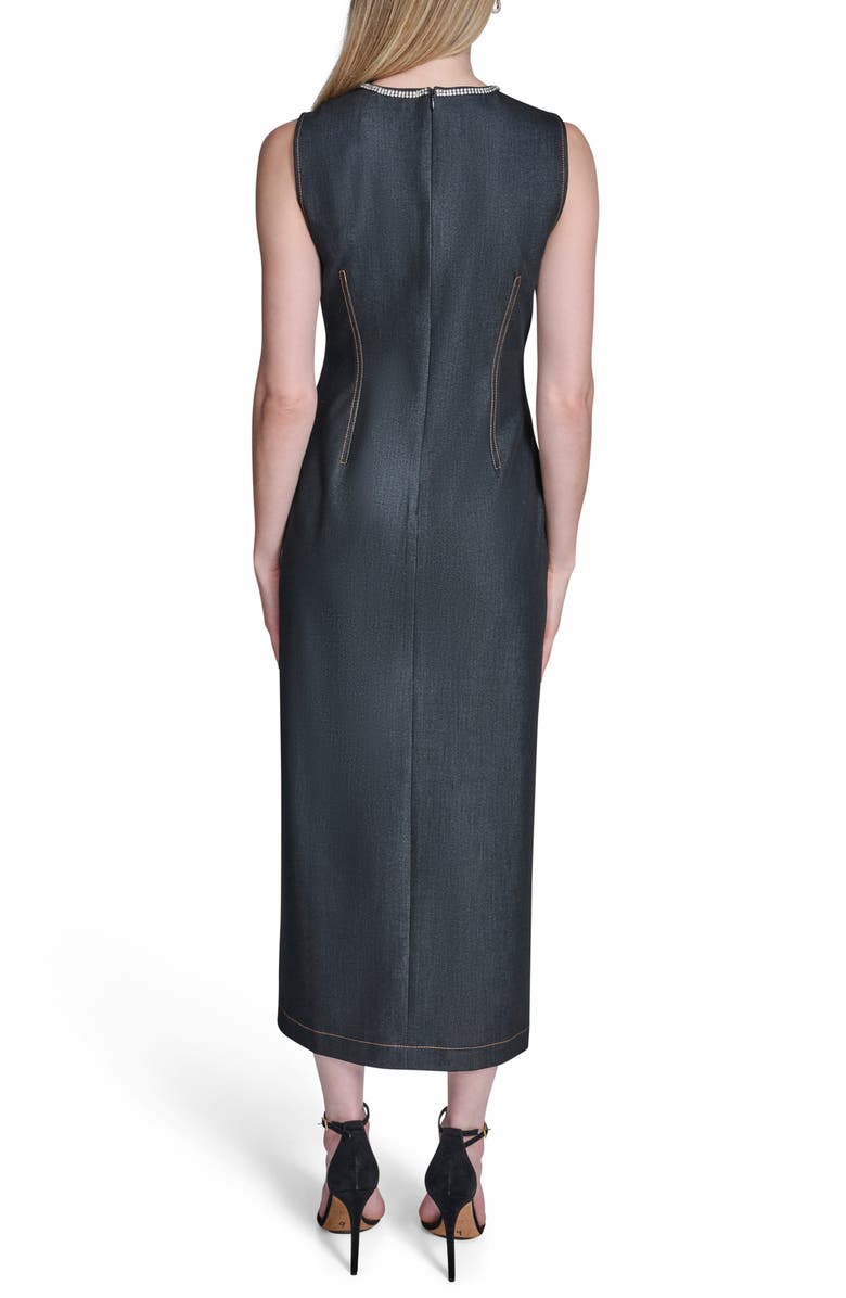 BCBG Crystal Embellished Neck Denim, Alternate, color, Denim