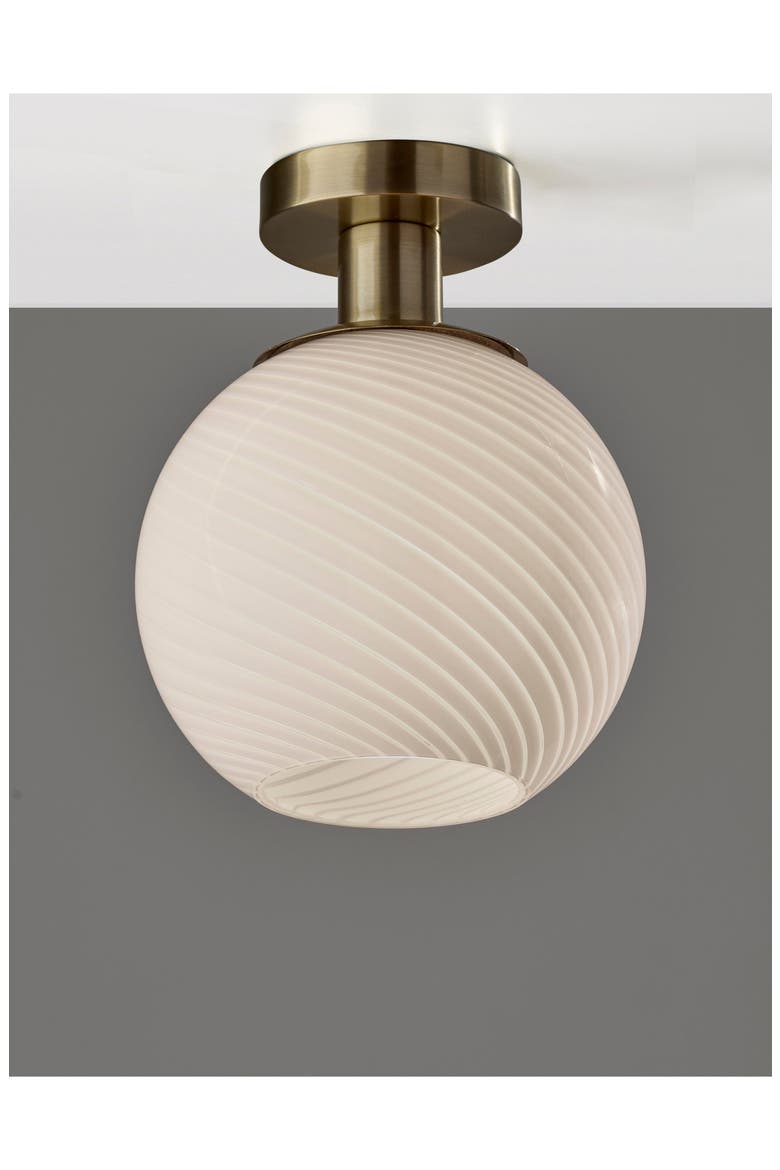 Swirl Antiqued Brass Flush Mount Light, Alternate, color, ANTIQUE BRASS
