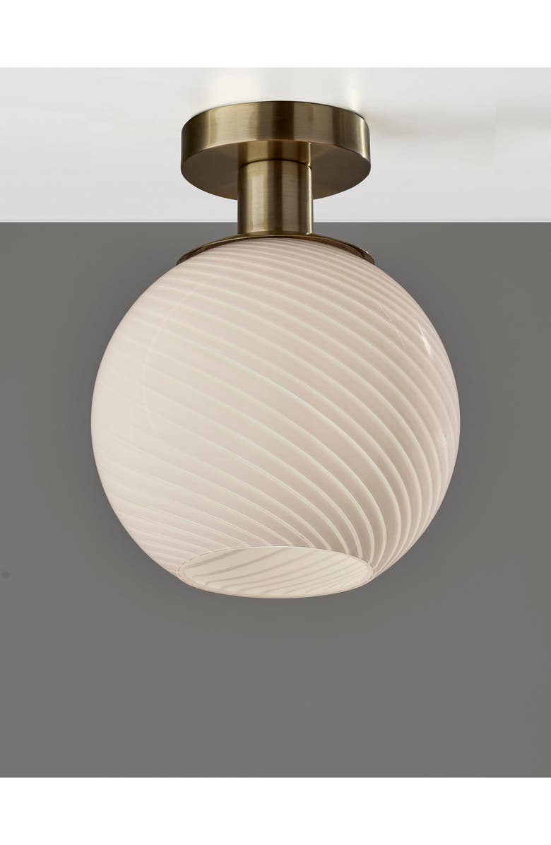 ADESSO LIGHTING Swirl Antiqued Brass Flush Mount Light, Alternate, color, Antique Brass