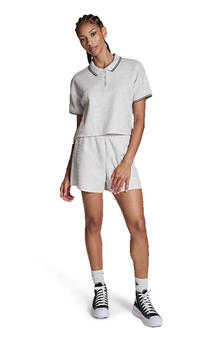 Converse Cropped Waffle Polo, Main, color, Light Grey Heather