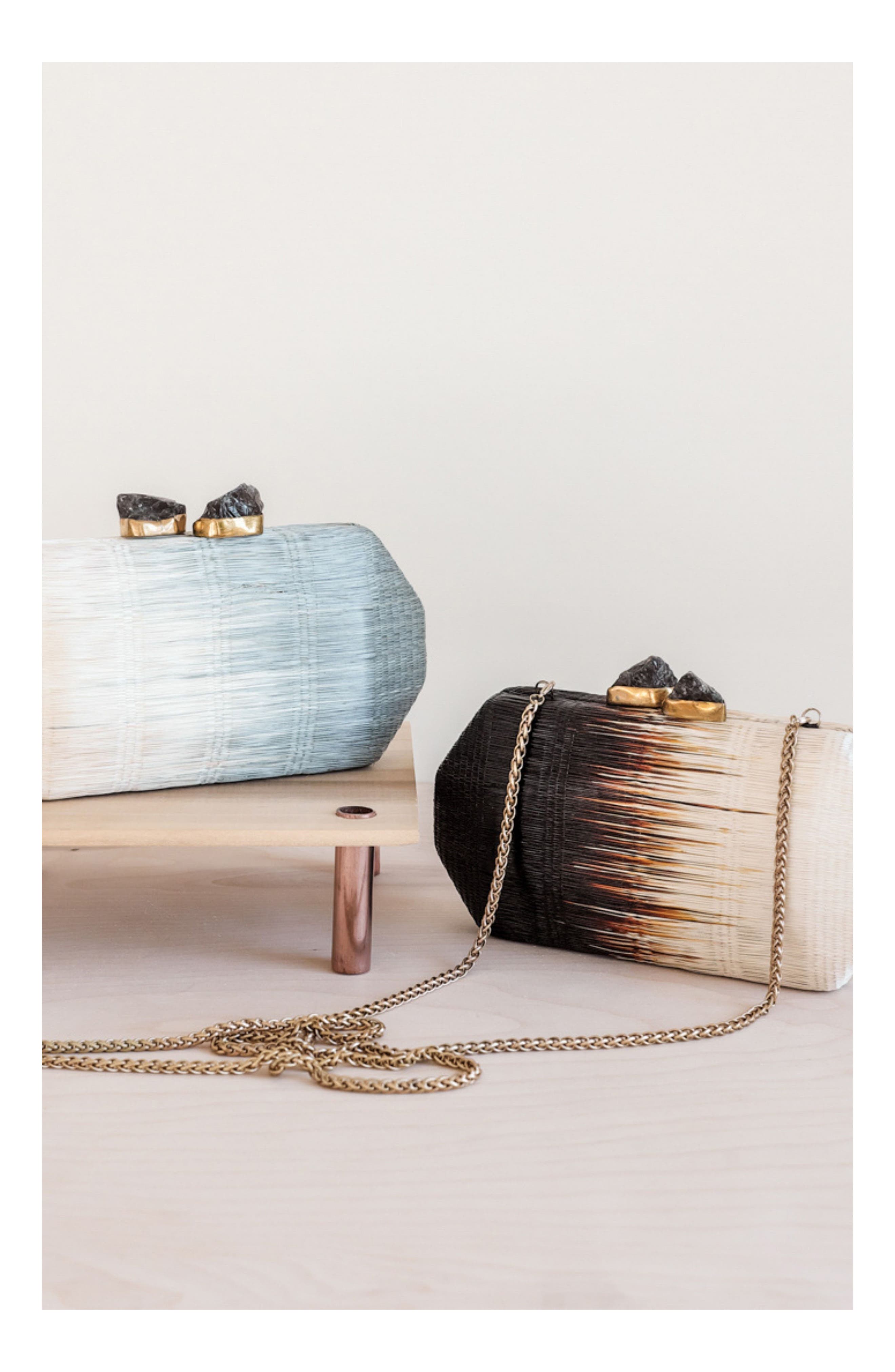 LIKHA Woven Two-Tone Frame Clutch, Alternate, color, Raven Black/ White