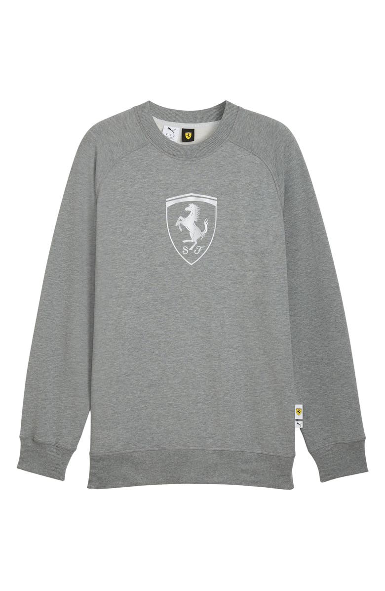 PUMA Scuderia Ferrari Sportswear Shield Crewneck Sweatshirt, Alternate, color, Medium Gray Heather