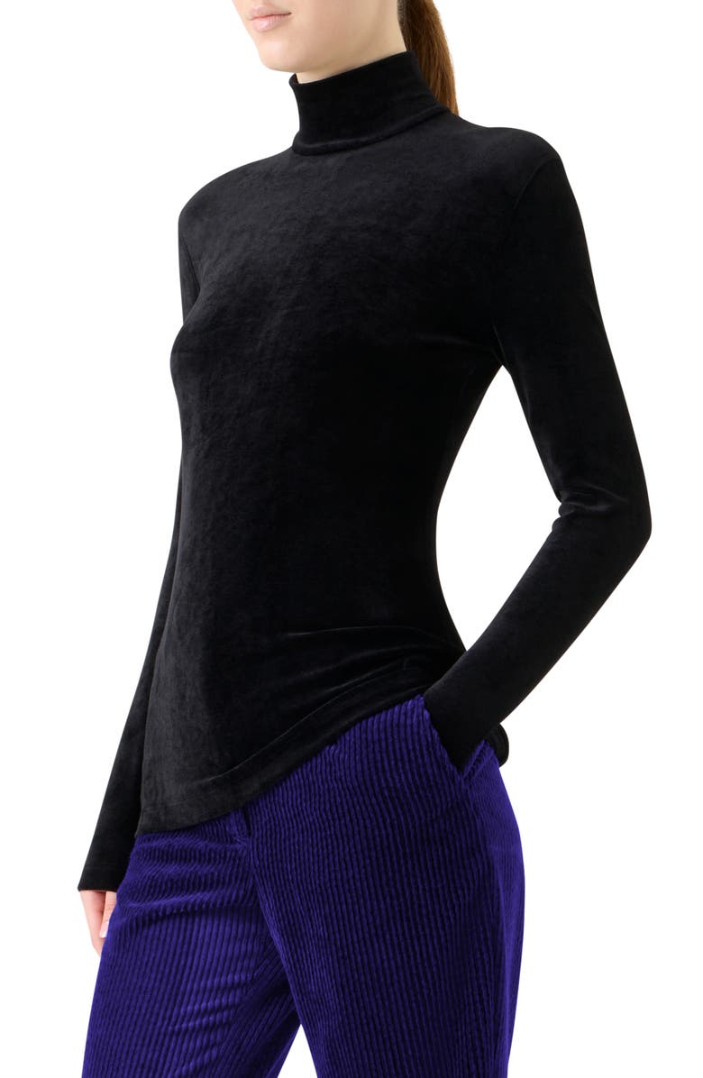 Akris punto Velvet Mock Neck Long Sleeve Top, Alternate, color, Black