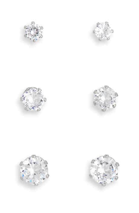 NORDSTROM RACK 3-Pack Cubic Zirconia Stud Earrings