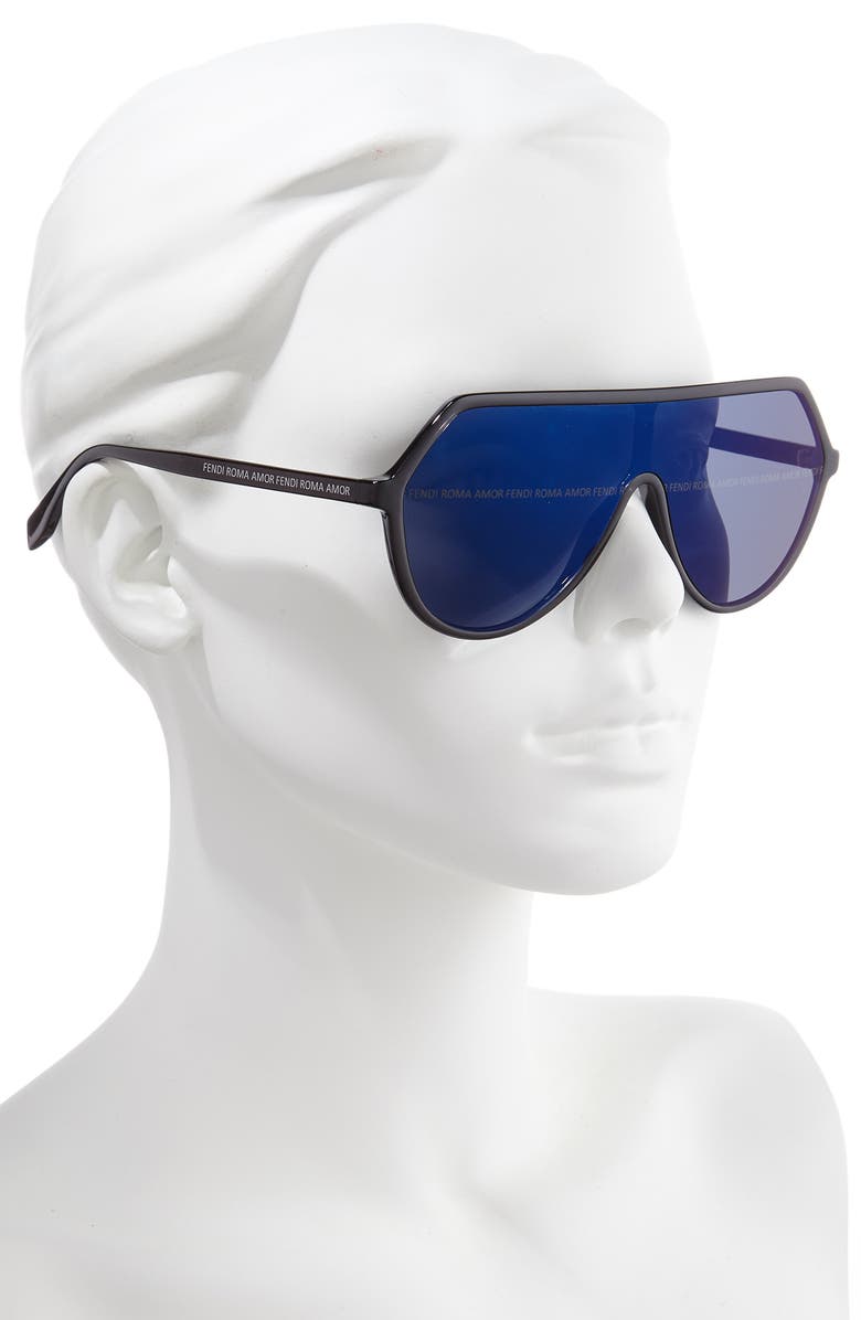 Fendi 135mm Shield Sunglasses, Alternate, color,