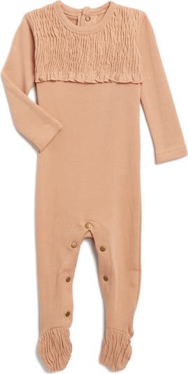 Pink Teddy Bear Smocked Footie