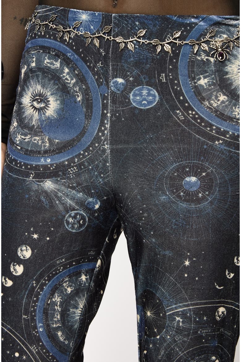 Elise Celestial Velour Flare Trousers, Alternate, color, Blue
