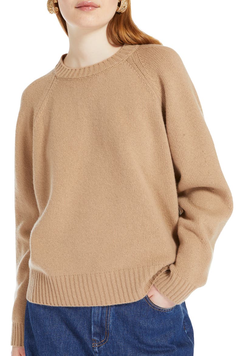 Gabbia Virgin Wool Crewneck Sweater, Alternate, color, CAMEL