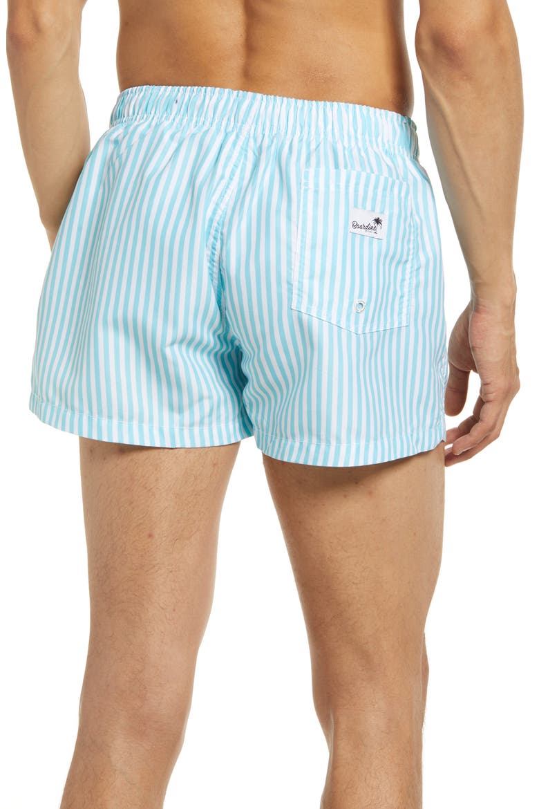 Deck Stripe Shortie Swim Trunks, Alternate, color, CORNFLOWER/ WHITE