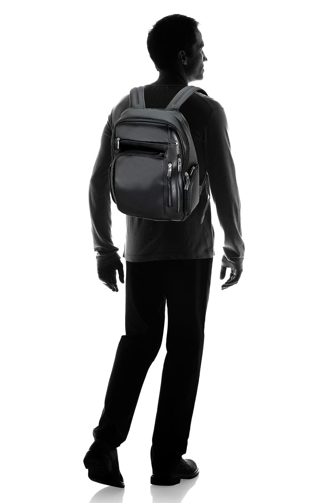'Arrive - Kingsford' Leather Backpack, Alternate, color, BLACK