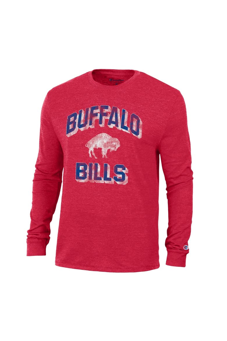 Men's Champion Red Buffalo Bills Ultimate Tri-Blend Long Sleeve T-Shirt, Alternate, color, Red