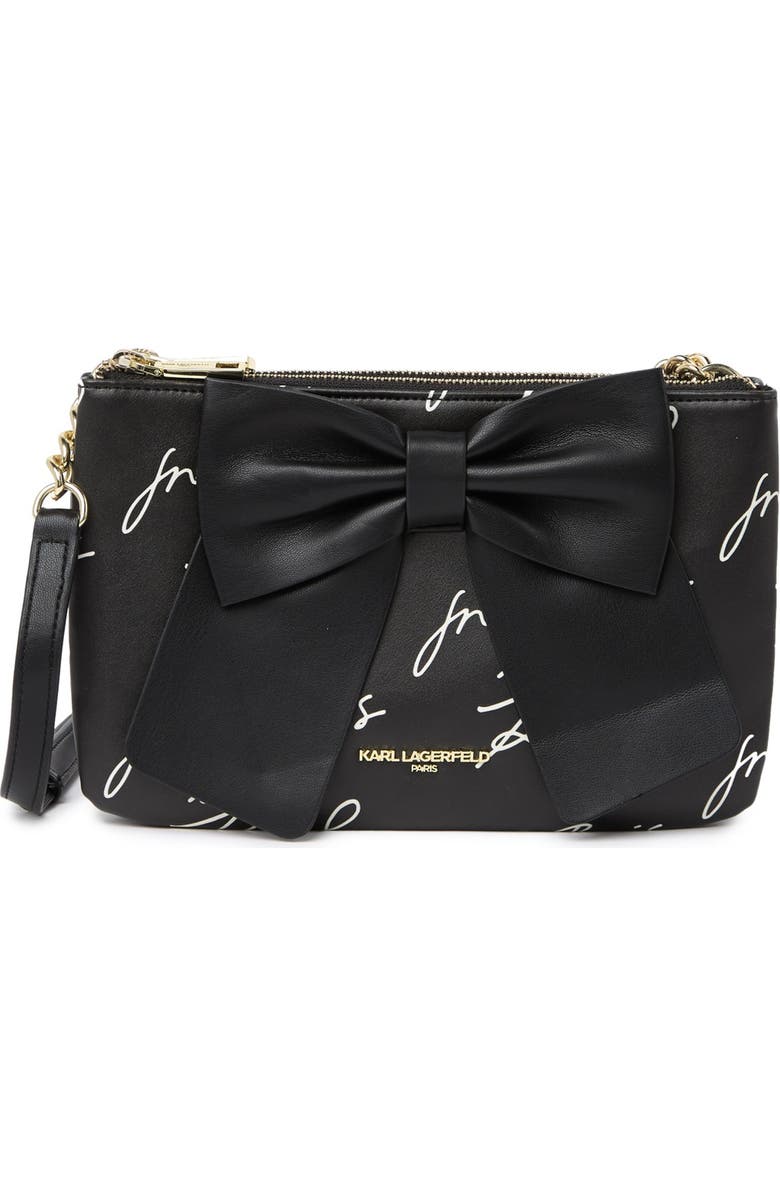 KARL LAGERFELD PARIS Kris Bow Printed Crossbody Bag, Main, color,