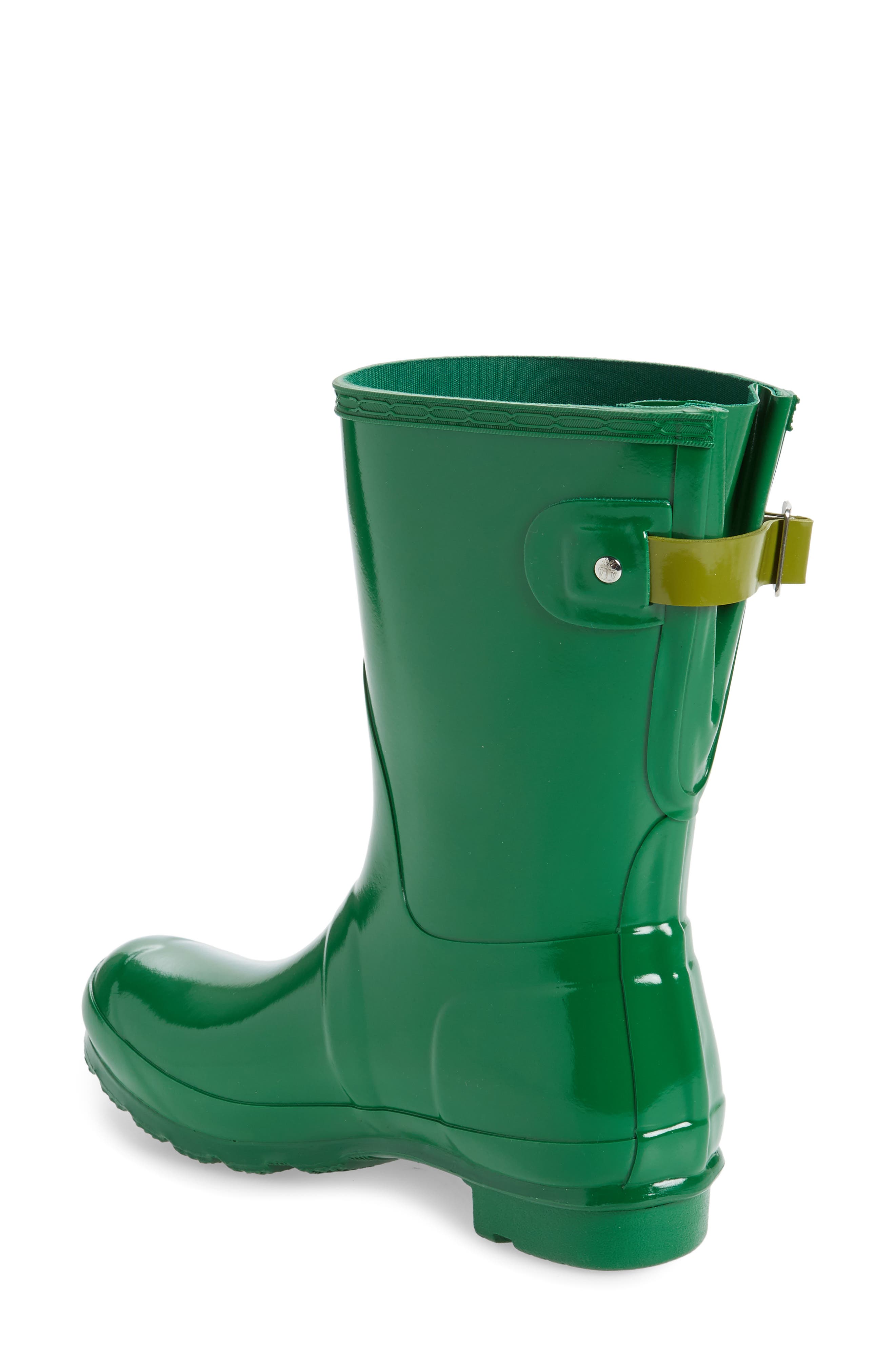 Original Short Adjustable Back Gloss Waterproof Rain Boot, Alternate, color, SEA FERN GREEN