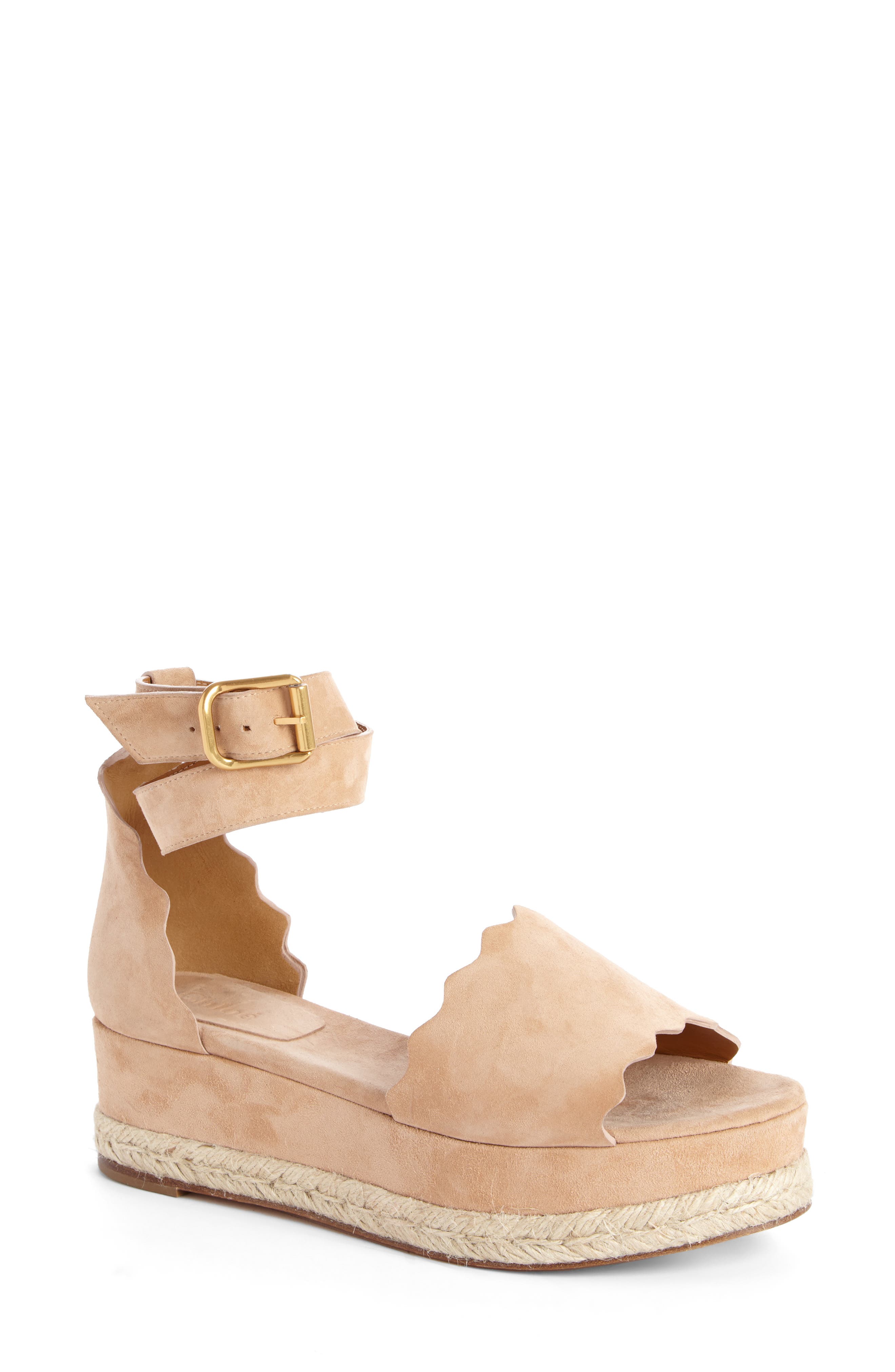Lauren Espadrille Wedge Sandal, Main, color, BEIGE SUEDE