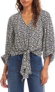 Karen Kane Floral Tie Front Top