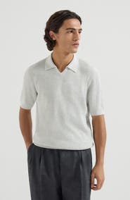 Brunello Cucinelli Cotton English rib knit polo