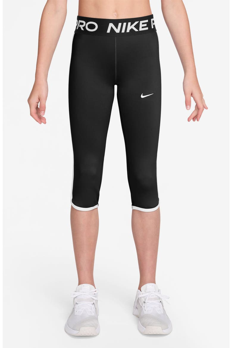 Kids' Dri-FIT Training Capri Pants, Main, color, 010 BLACK/BLACK/WHITE/WHITE