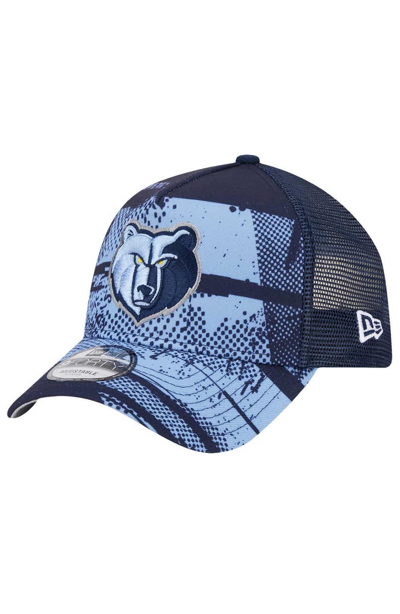 New Era Men's New Era Navy/Light Blue Memphis Grizzlies Tip Off A-Frame Trucker 9FORTY Adjustable Hat, Alternate, color, Navy