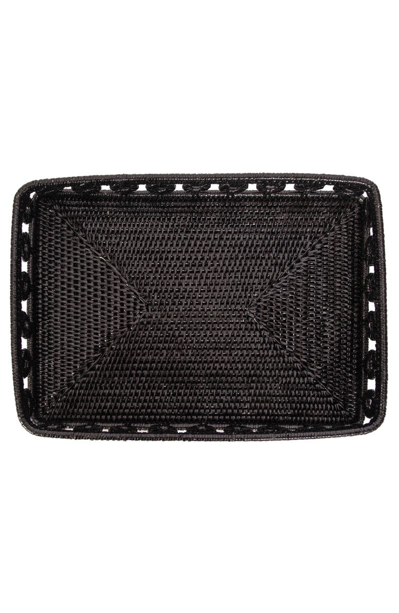 Artifacts Trading Company<sup>™</sup> Artifacts Rattan Inna Design Rectangular Tray With Glass Insert, Alternate, color, Tudor Black