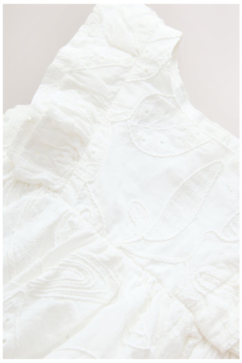 Kids' Embroidered Flutter Sleeve Cotton Dress, Alternate, color, WHITE