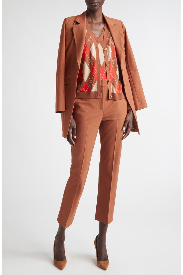 Long Wool Blend Stretch Mélange Jacket, Alternate, color, RUST MELANGE