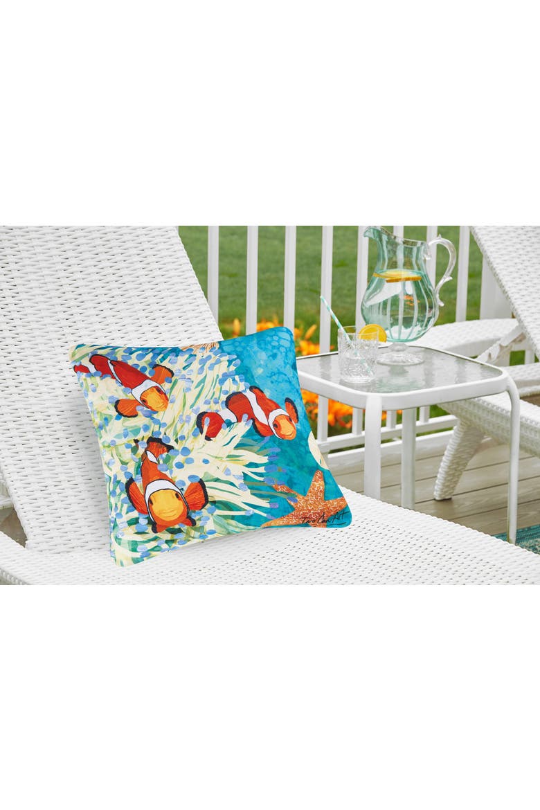 Coral Reef & Clownfish Indoor/Outdoor Accent Throw Pillow, 18" x 18", Alternate, color, Orange