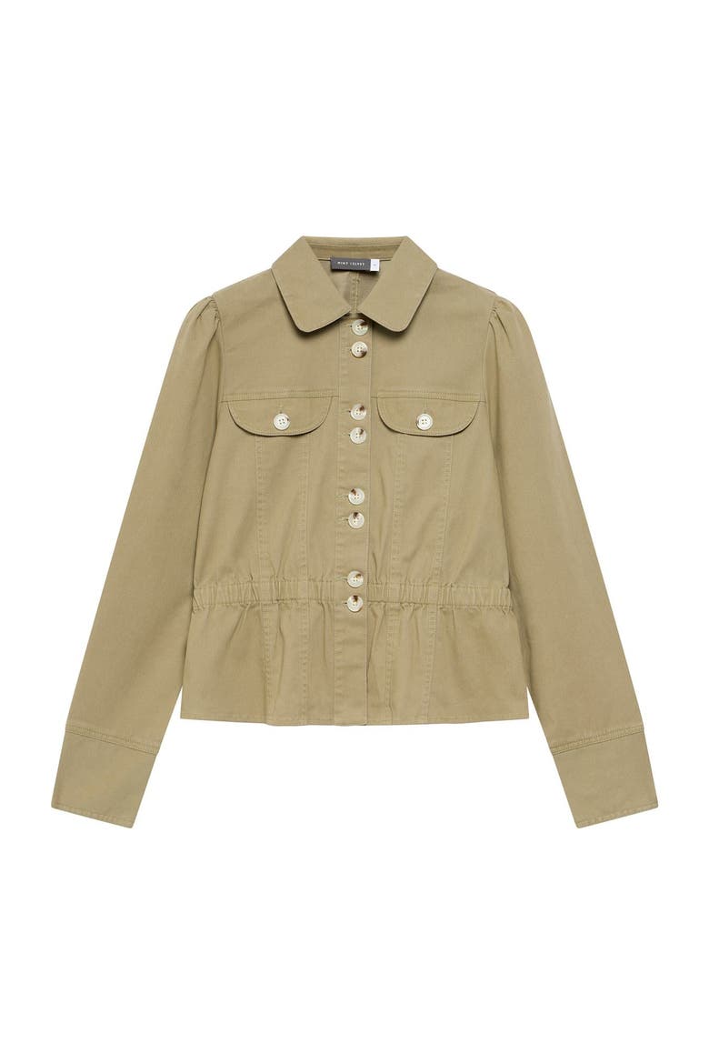 Collared Peplum Jacket, Alternate, color, Khaki