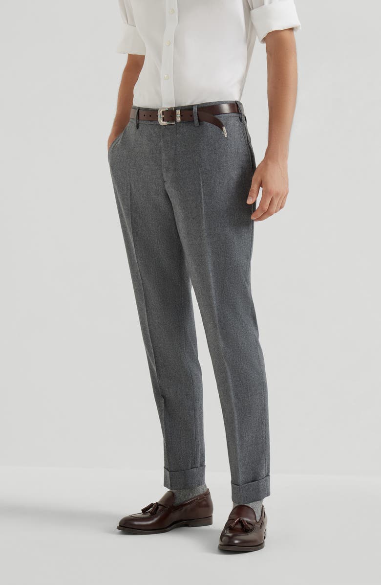 Brunello Cucinelli Italian fit trousers, Alternate, color, Medium Grey