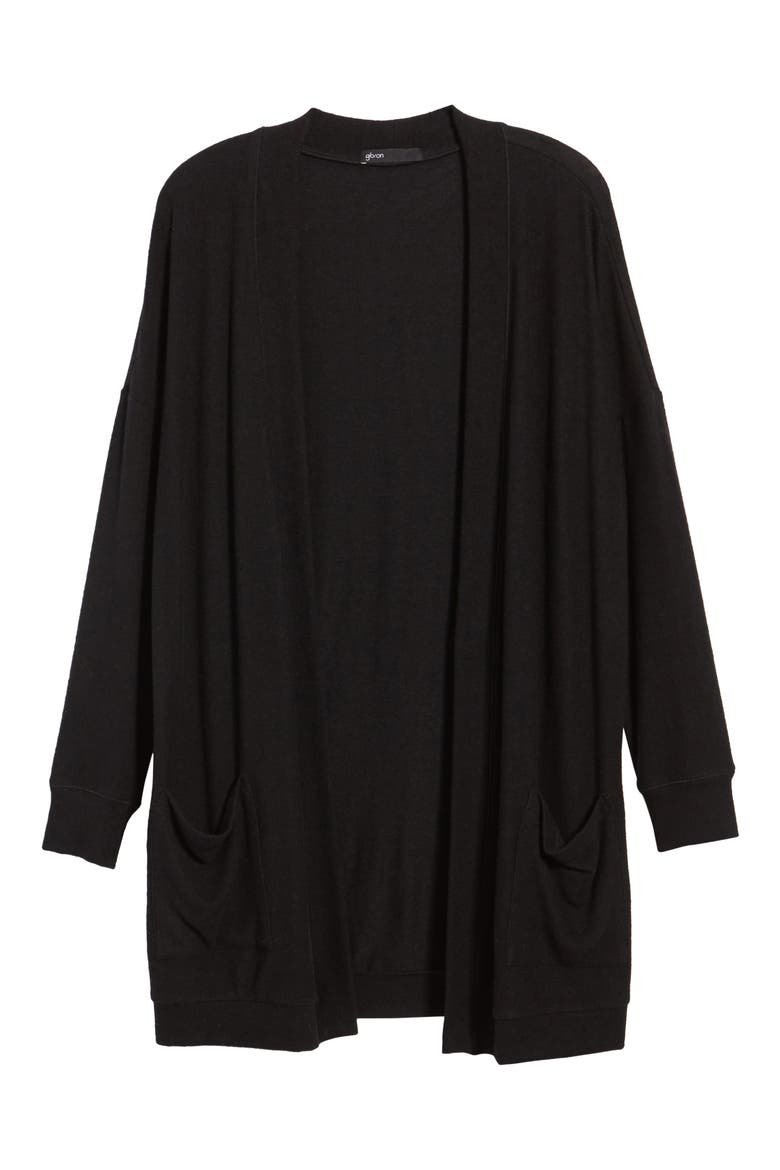Gibson Rib Knit Cardigan, Alternate, color, BLACK SOLID