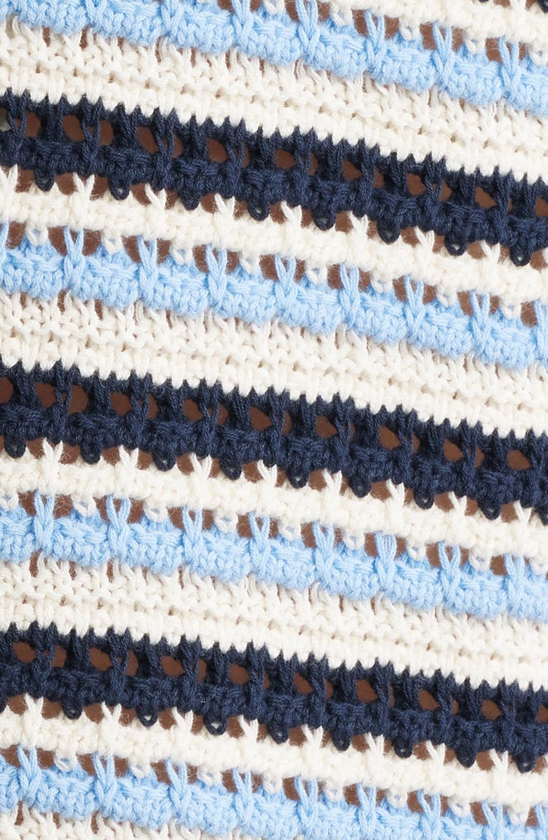 NN07 Henry 6636 Stripe Short Sleeve Organic Cotton Cardigan, Alternate, color, Navy Stripe