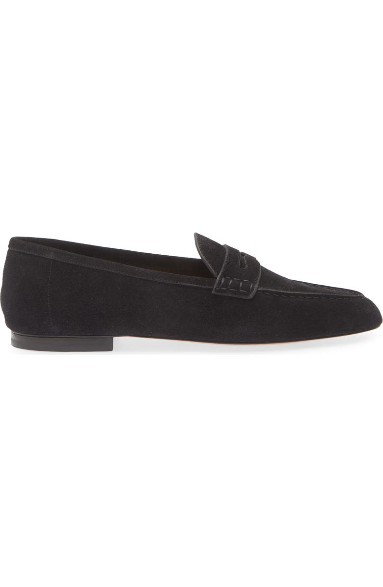 Ralph Lauren Purple Label Collins Suede Penny Loafer, Alternate, color, Black