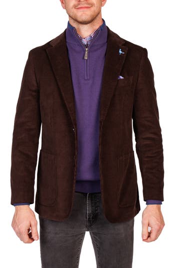 Tailorbyrd Modern Fit Solid Fine Wale Corduroy Sport Coat In Brown