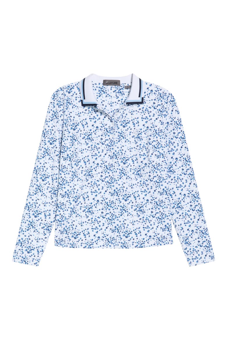 Ditzy Floral Long Sleeve Tech Golf Polo, Alternate, color, SNOW/ TWILIGHT