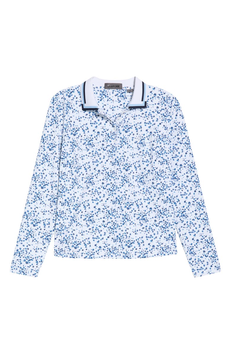 G/FORE Ditzy Floral Long Sleeve Tech Polo, Alternate, color, Snow/ Twilight