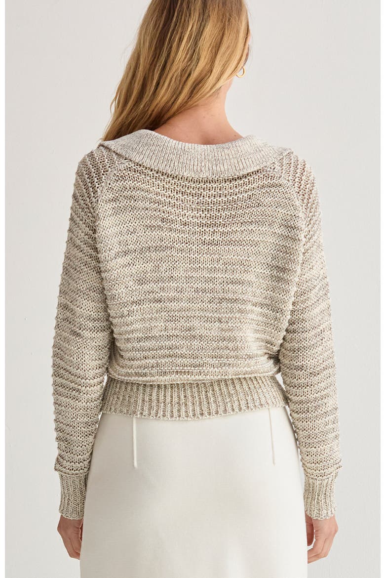 Marled Polo Sweater, Alternate, color, White Melange