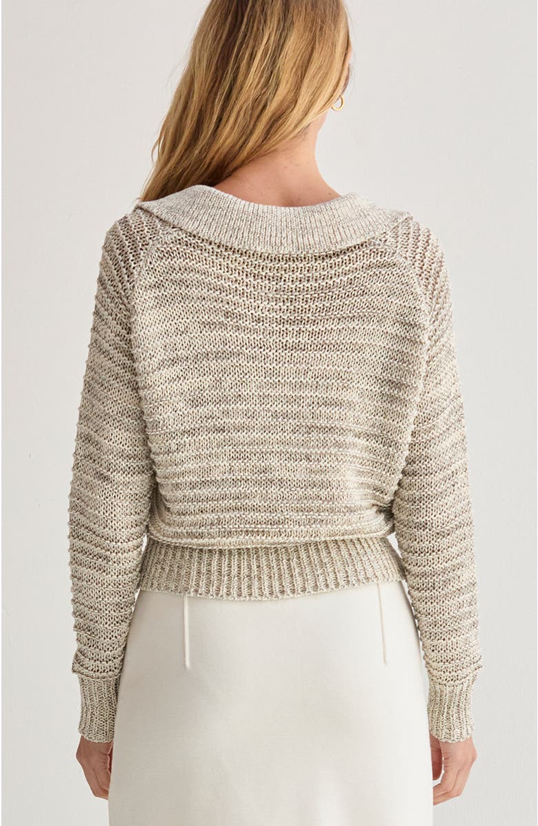CRESCENT Marled Polo Sweater, Alternate, color, White Melange