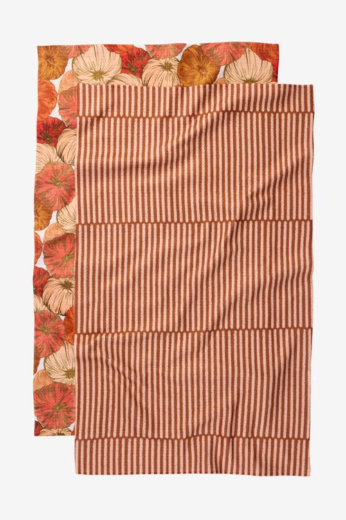 Geometry Kitchen Tea Towel Set In Orange