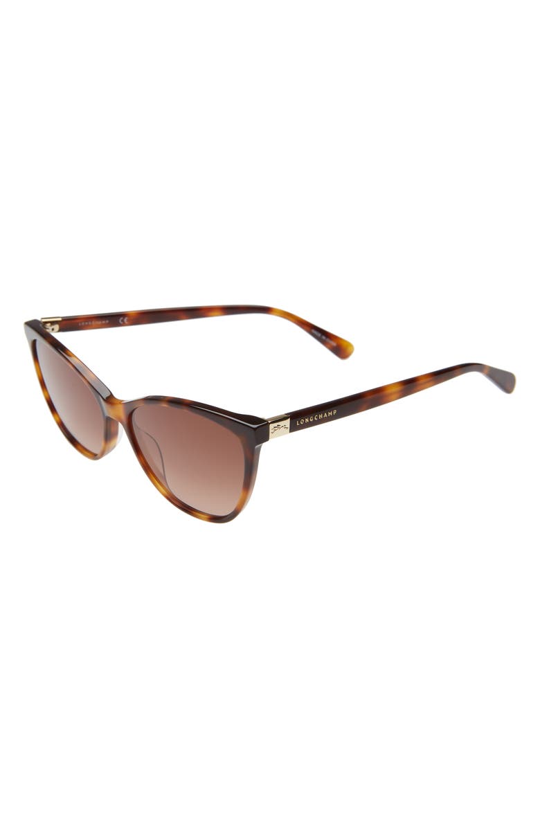 Longchamp Le Pliage 57mm Gradient Cat Eye Sunglasses, Alternate, color, Havana