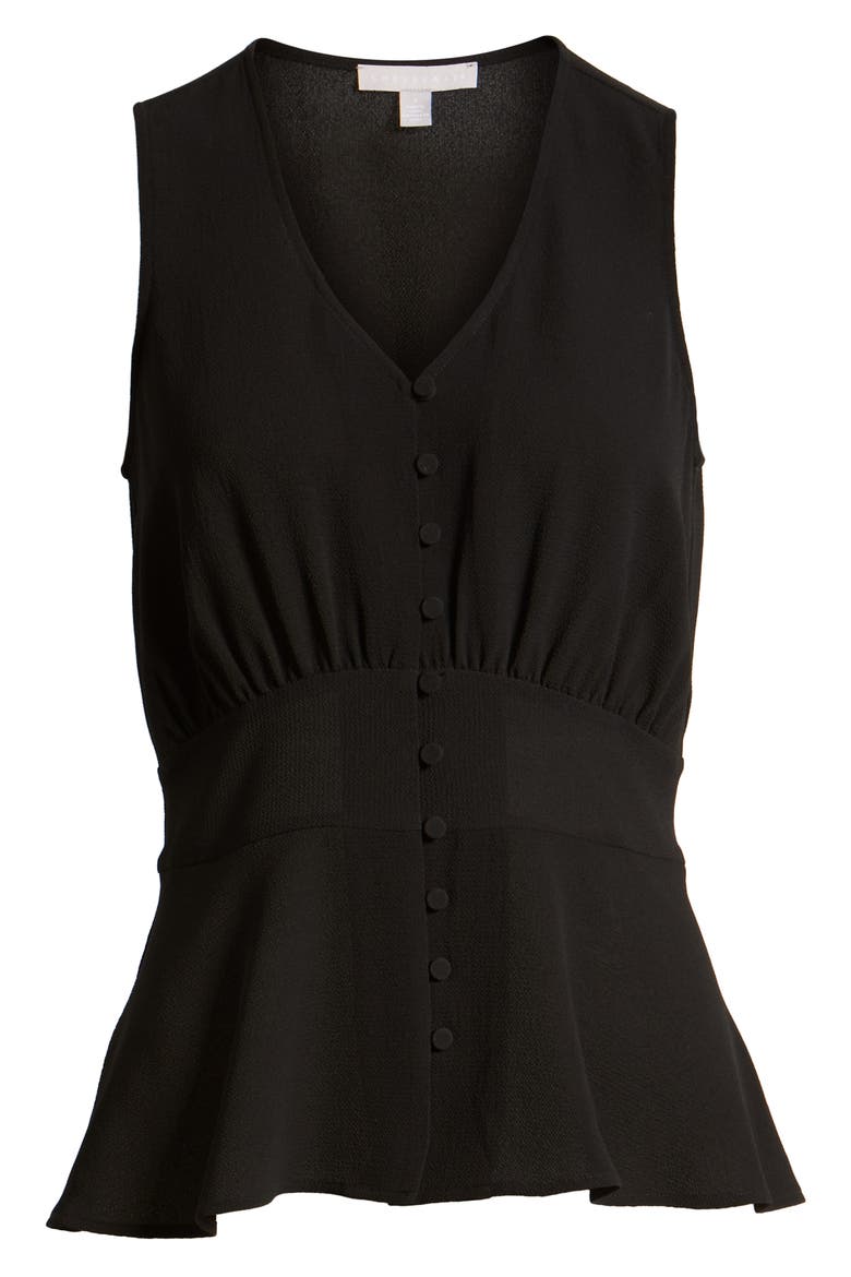Sleeveless Button Top, Alternate, color, BLACK