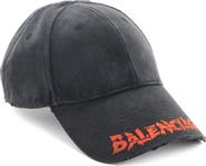 Balenciaga Logo Distressed Cotton Drill Baseball Cap