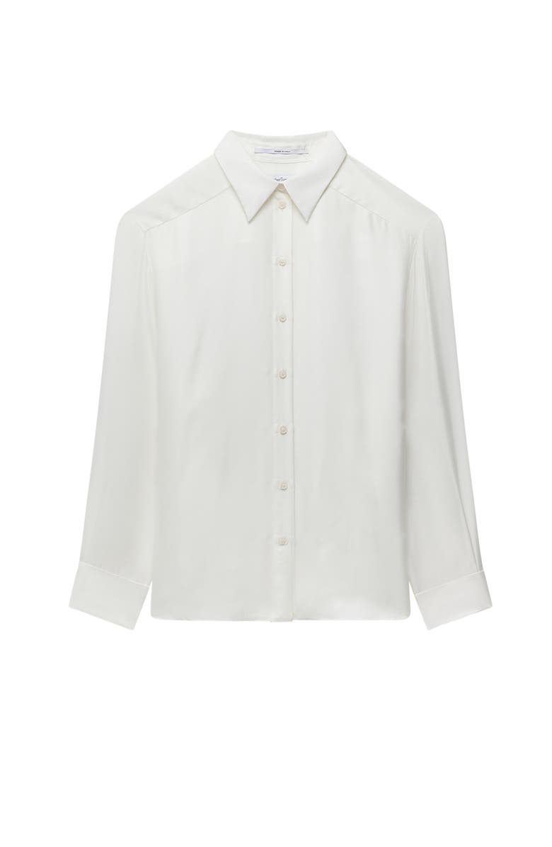 Another Tomorrow Silk Pleat Back Shirt, Alternate, color, Off White