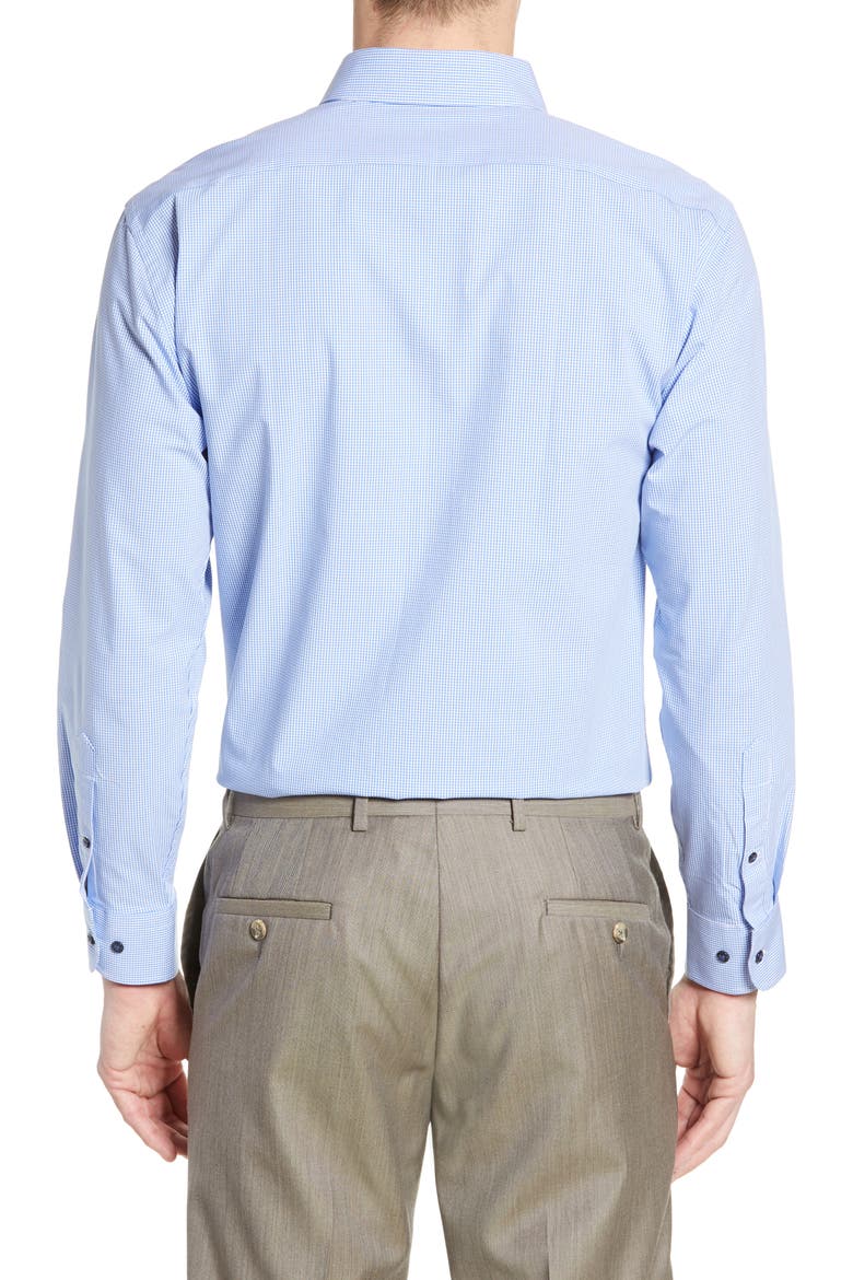 Tech-Smart Trim Fit Stretch Check Dress Shirt, Alternate, color, BLUE AZURITE
