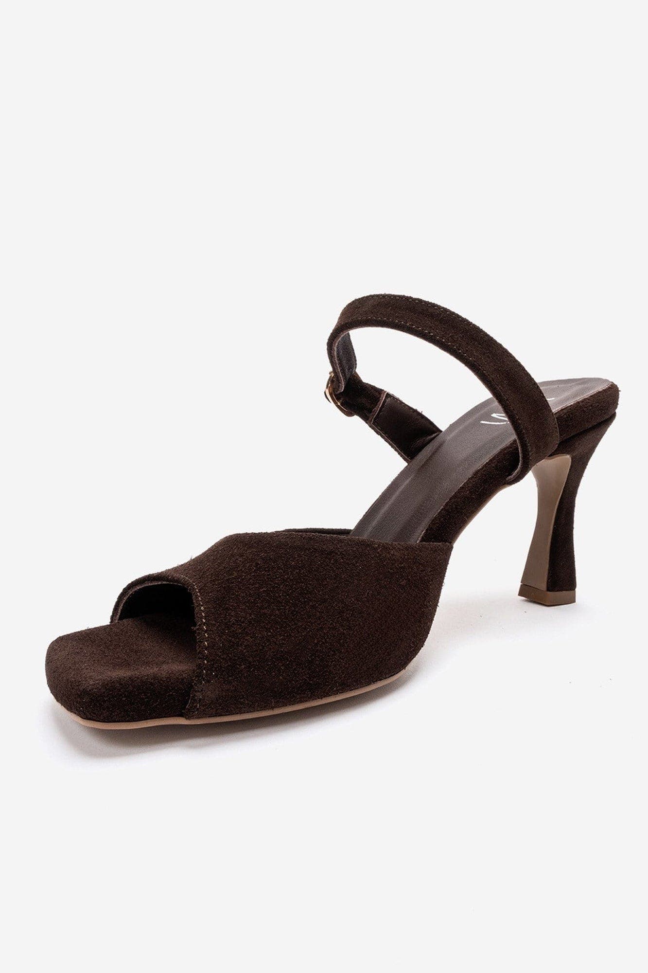 Urael Leather Stiletto Strap Sandal, Alternate, color, Brown Suede