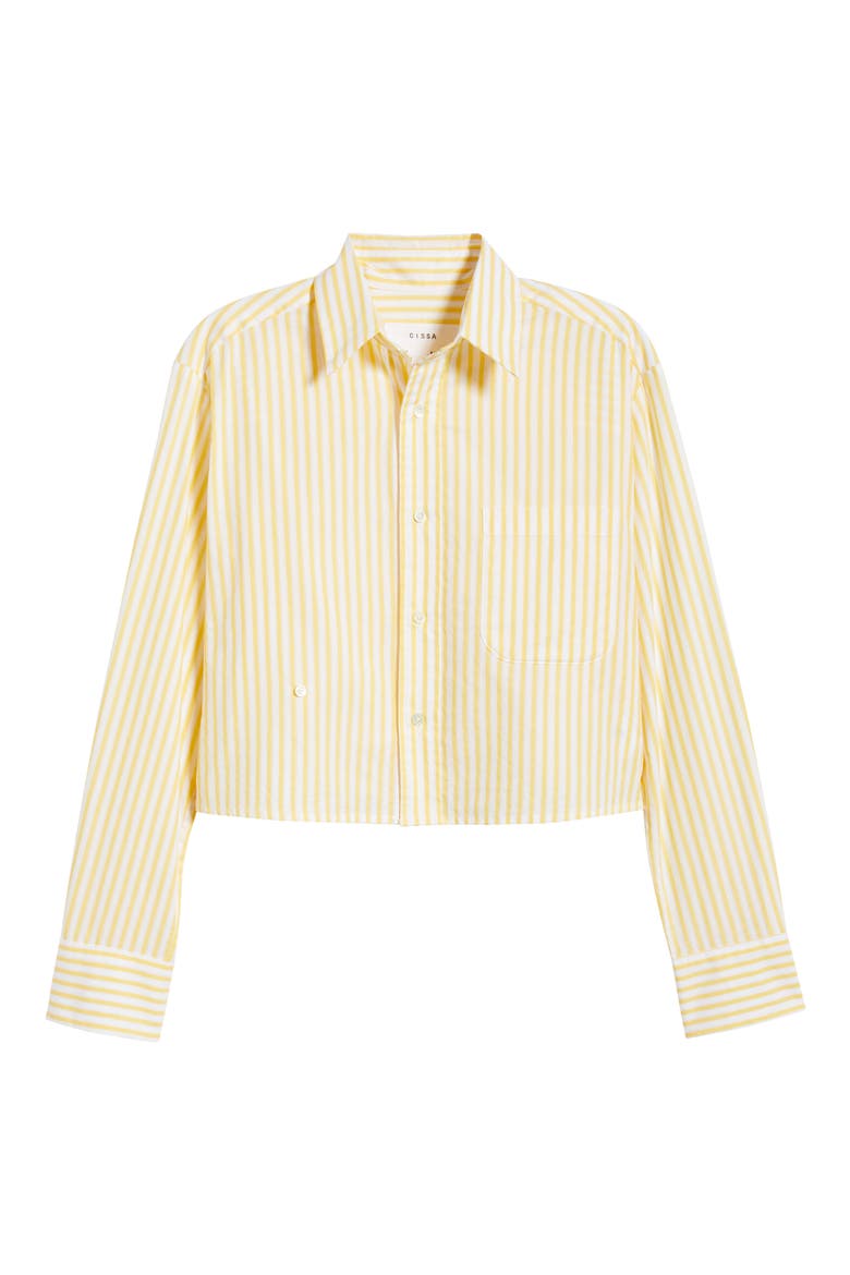 Stripe Asymmetric Cotton Button-Up Shirt, Alternate, color, GOLDEN NEEDLE