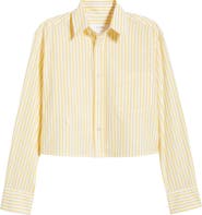 CISSA Stripe Asymmetric Cotton Button-Up Shirt