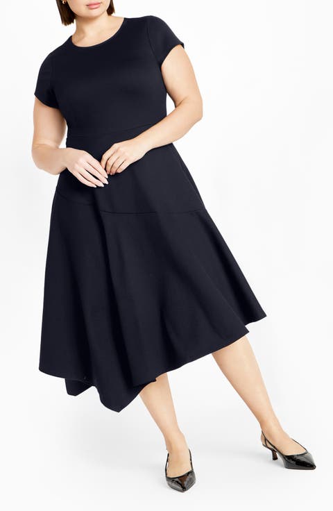 Sunny Asymmetric Hem Ponte Dress (Plus)