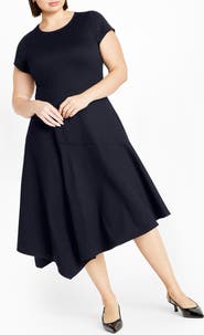 City Chic Sunny Asymmetric Hem Ponte Dress