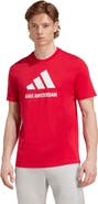 adidas Men's adidas  Red Ajax Three-Stripe Wordmark T-Shirt